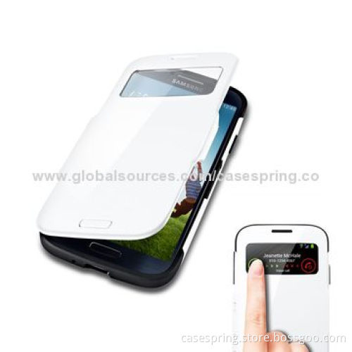 Wake-up Flip Leather Battery Case Cover for Samsung Galaxy S4, with Window Design